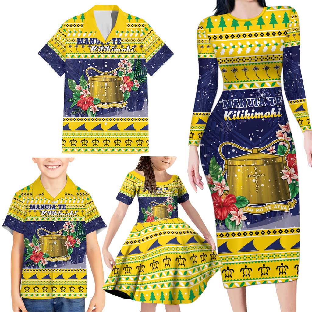 Tokelau Christmas Family Matching Long Sleeve Bodycon Dress and Hawaiian Shirt Tokelauan Badge Manuia Te Kilihimahi LT05 - Polynesian Pride