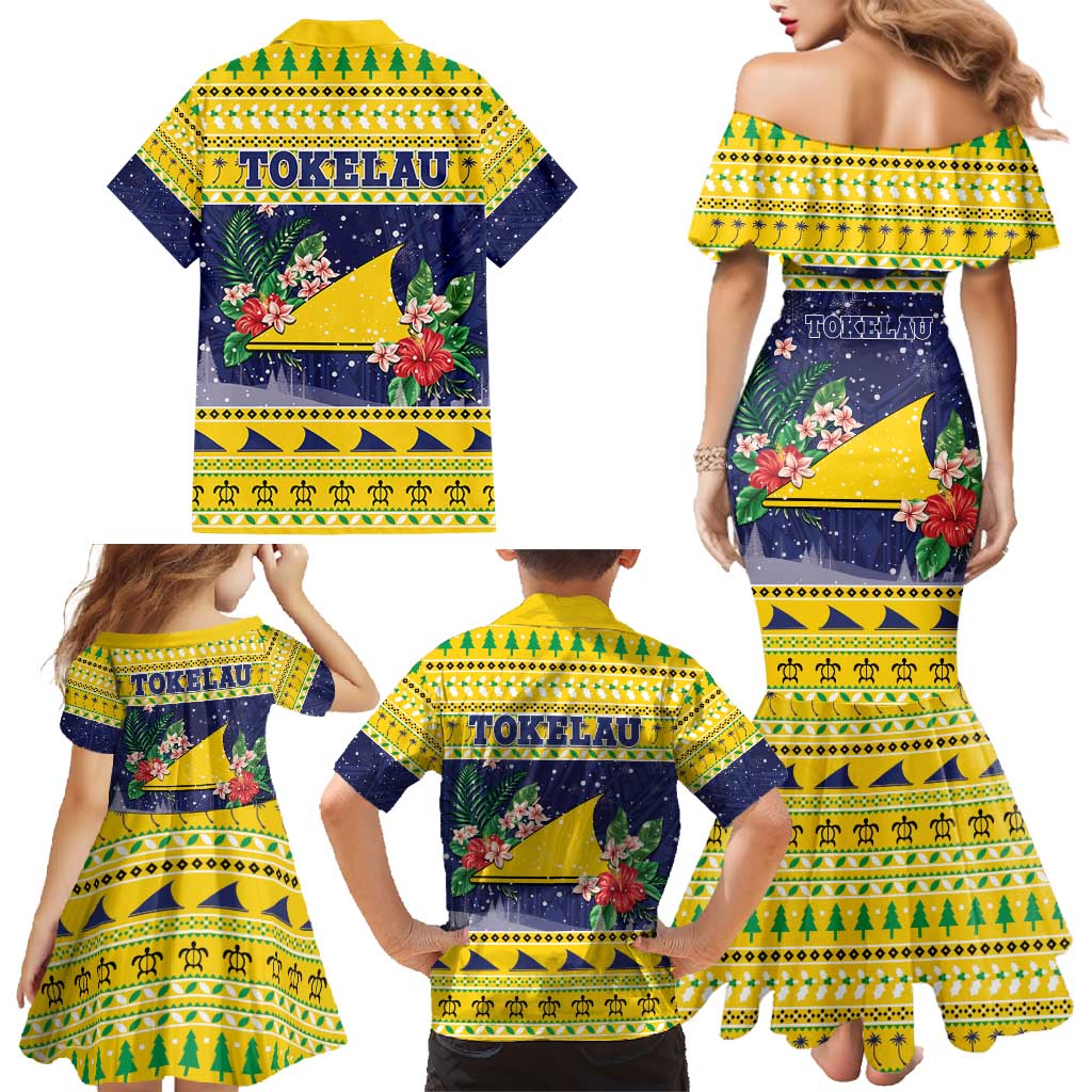 Tokelau Christmas Family Matching Mermaid Dress and Hawaiian Shirt Tokelauan Badge Manuia Te Kilihimahi LT05 - Polynesian Pride