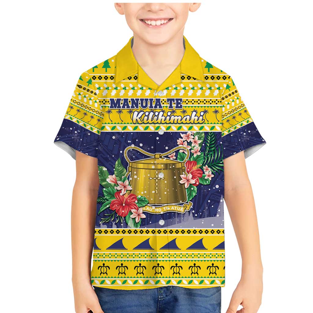 Tokelau Christmas Family Matching Mermaid Dress and Hawaiian Shirt Tokelauan Badge Manuia Te Kilihimahi LT05 Son's Shirt Yellow - Polynesian Pride