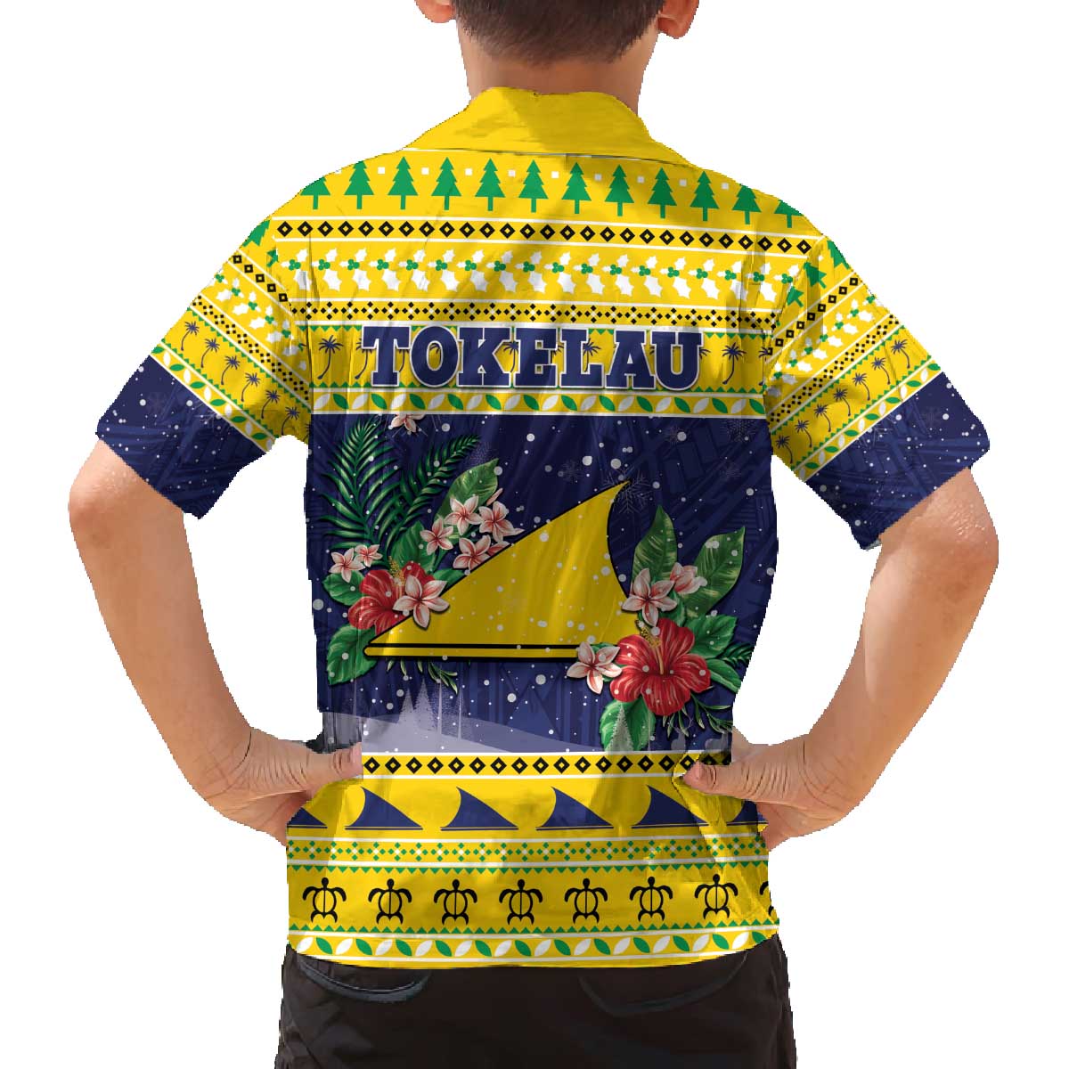 Tokelau Christmas Family Matching Off The Shoulder Long Sleeve Dress and Hawaiian Shirt Tokelauan Badge Manuia Te Kilihimahi LT05 - Polynesian Pride