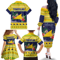 Tokelau Christmas Family Matching Off The Shoulder Long Sleeve Dress and Hawaiian Shirt Tokelauan Badge Manuia Te Kilihimahi LT05 - Polynesian Pride