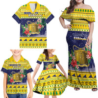 Tokelau Christmas Family Matching Off Shoulder Maxi Dress and Hawaiian Shirt Tokelauan Badge Manuia Te Kilihimahi LT05 - Polynesian Pride