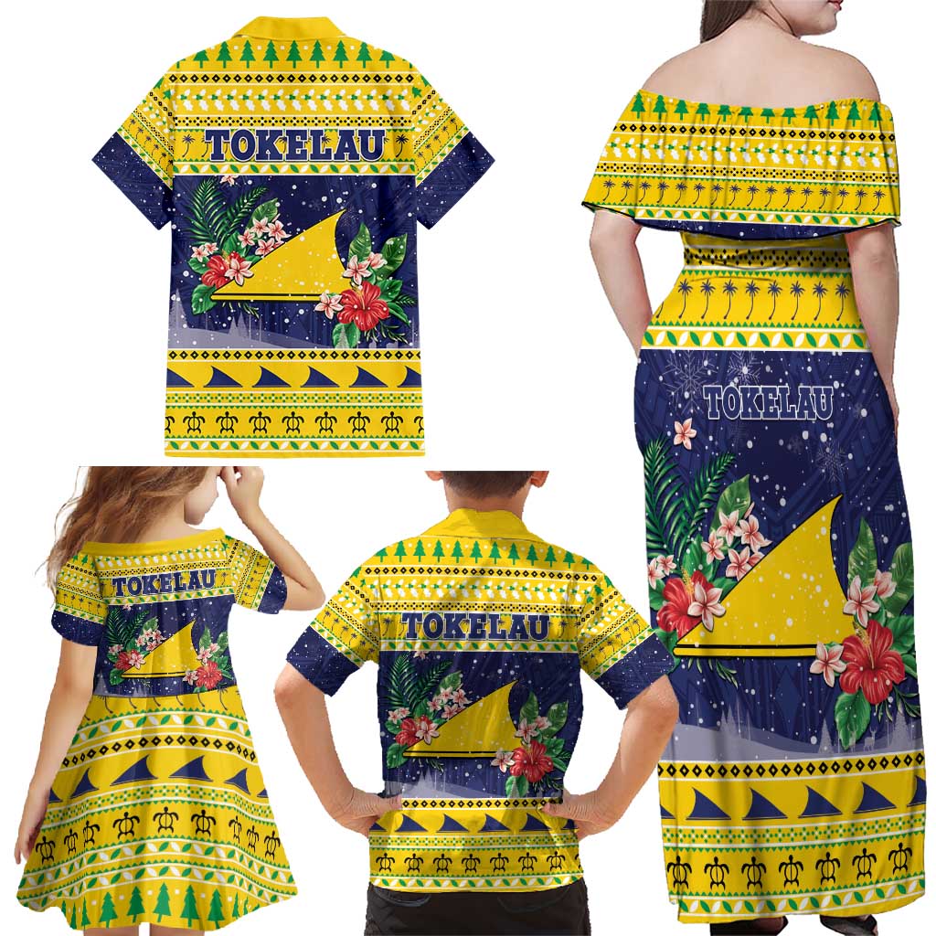 Tokelau Christmas Family Matching Off Shoulder Maxi Dress and Hawaiian Shirt Tokelauan Badge Manuia Te Kilihimahi LT05 - Polynesian Pride