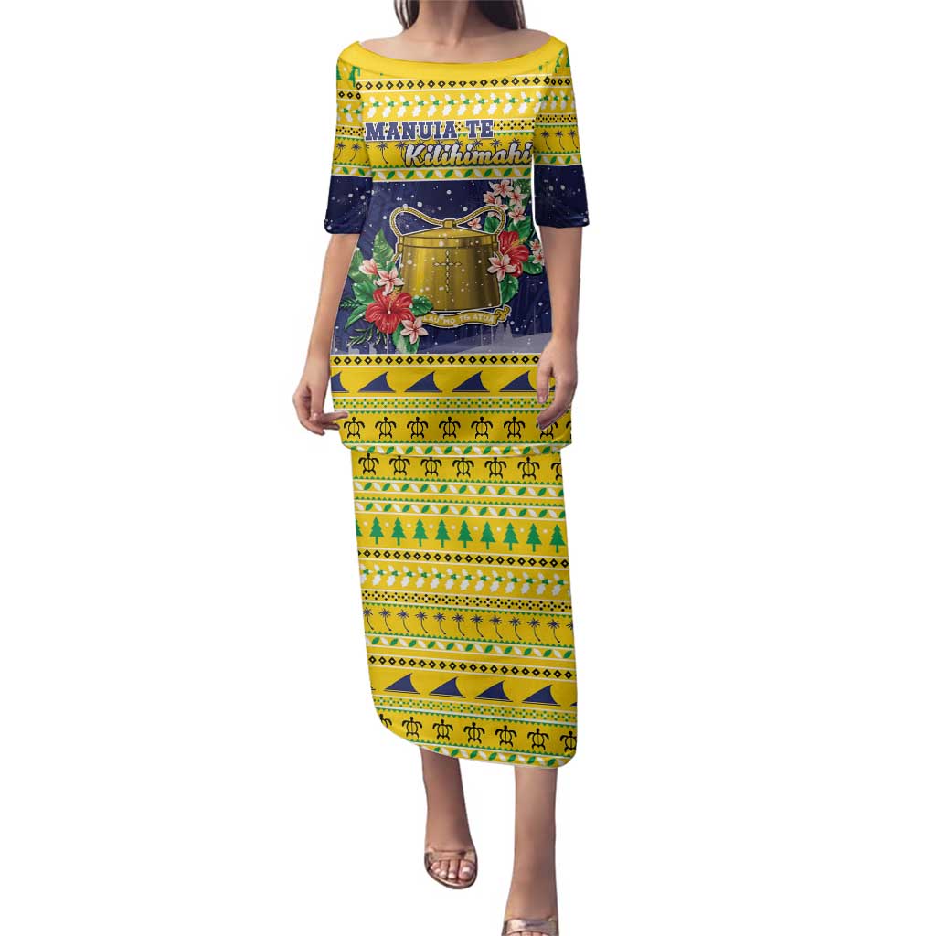 Tokelau Christmas Family Matching Puletasi and Hawaiian Shirt Tokelauan Badge Manuia Te Kilihimahi LT05 Mom's Dress Yellow - Polynesian Pride