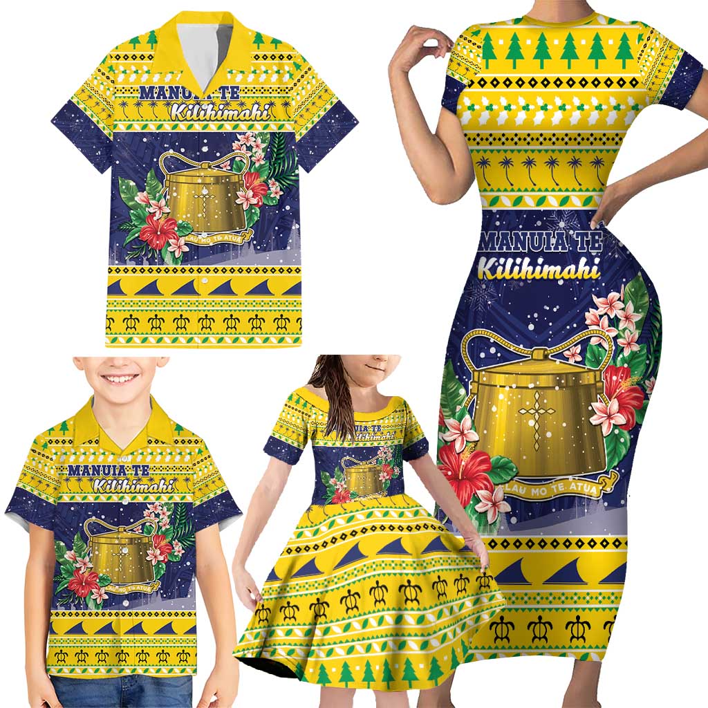Tokelau Christmas Family Matching Short Sleeve Bodycon Dress and Hawaiian Shirt Tokelauan Badge Manuia Te Kilihimahi LT05 - Polynesian Pride