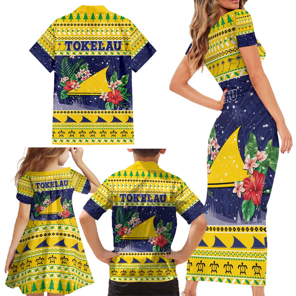 Tokelau Christmas Family Matching Short Sleeve Bodycon Dress and Hawaiian Shirt Tokelauan Badge Manuia Te Kilihimahi LT05 - Polynesian Pride