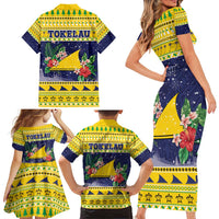 Tokelau Christmas Family Matching Short Sleeve Bodycon Dress and Hawaiian Shirt Tokelauan Badge Manuia Te Kilihimahi LT05 - Polynesian Pride