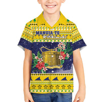 Tokelau Christmas Family Matching Short Sleeve Bodycon Dress and Hawaiian Shirt Tokelauan Badge Manuia Te Kilihimahi LT05 Son's Shirt Yellow - Polynesian Pride