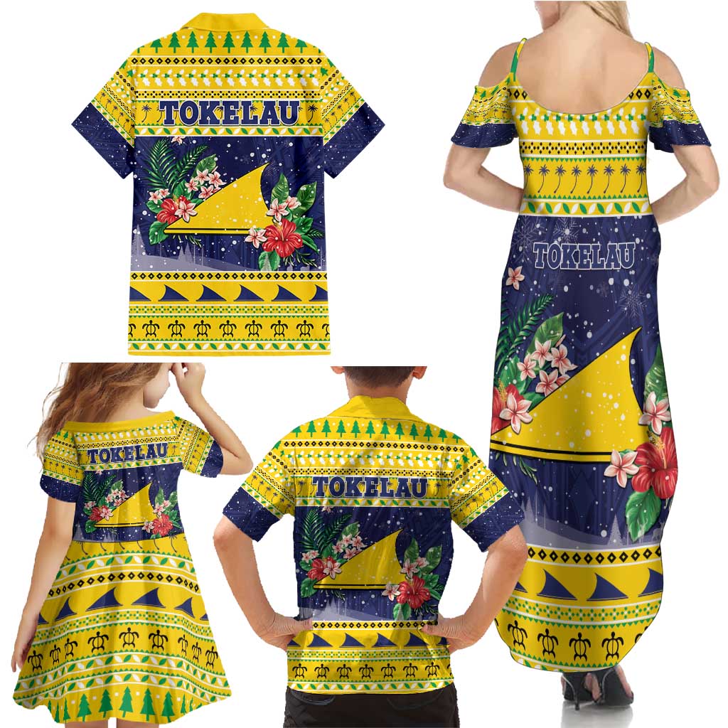 Tokelau Christmas Family Matching Summer Maxi Dress and Hawaiian Shirt Tokelauan Badge Manuia Te Kilihimahi LT05 - Polynesian Pride