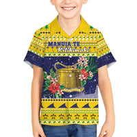 Tokelau Christmas Family Matching Summer Maxi Dress and Hawaiian Shirt Tokelauan Badge Manuia Te Kilihimahi LT05 Son's Shirt Yellow - Polynesian Pride