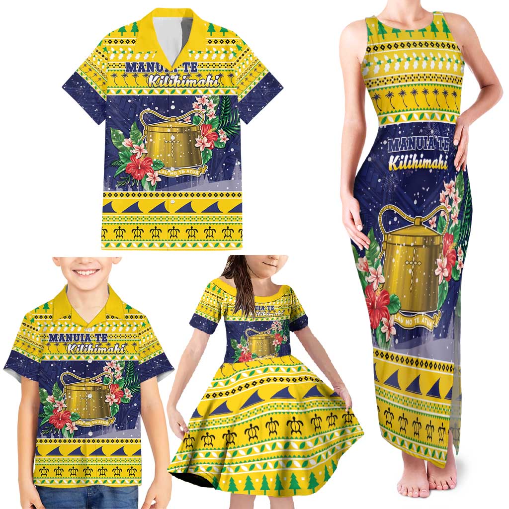 Tokelau Christmas Family Matching Tank Maxi Dress and Hawaiian Shirt Tokelauan Badge Manuia Te Kilihimahi LT05 - Polynesian Pride