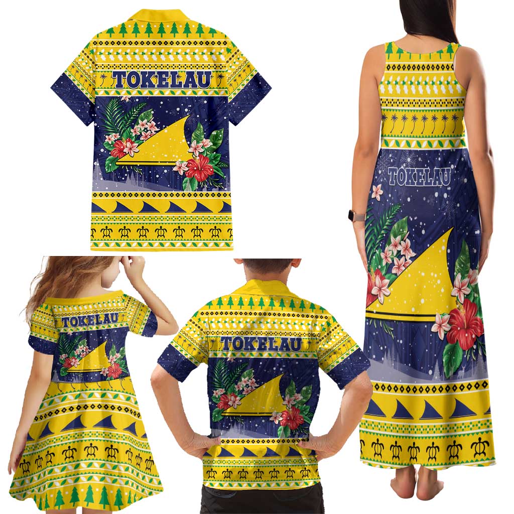 Tokelau Christmas Family Matching Tank Maxi Dress and Hawaiian Shirt Tokelauan Badge Manuia Te Kilihimahi LT05 - Polynesian Pride