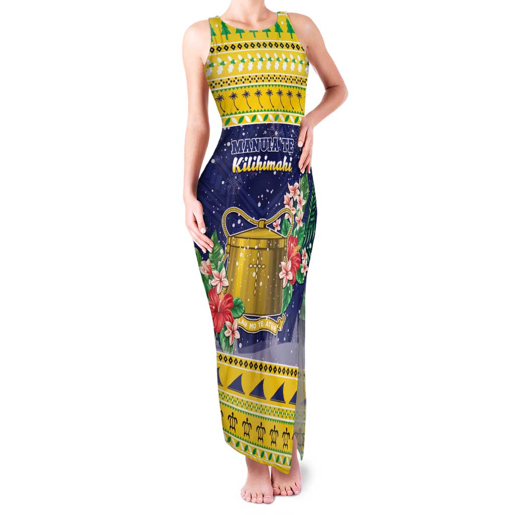 Tokelau Christmas Family Matching Tank Maxi Dress and Hawaiian Shirt Tokelauan Badge Manuia Te Kilihimahi LT05 Mom's Dress Yellow - Polynesian Pride