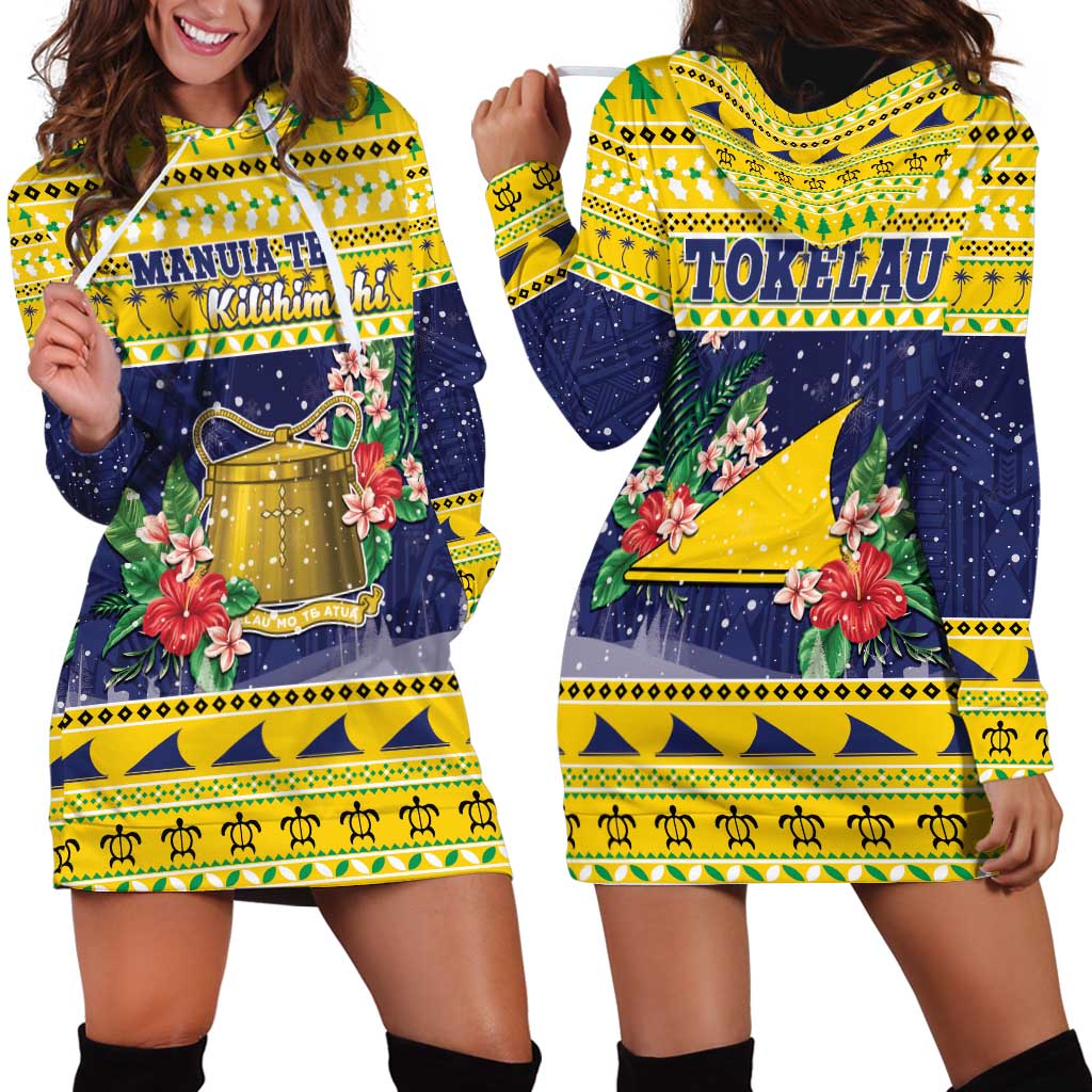 Tokelau Christmas Hoodie Dress Tokelauan Badge Manuia Te Kilihimahi LT05 - Polynesian Pride