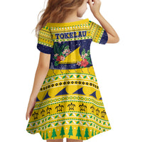 Tokelau Christmas Kid Short Sleeve Dress Tokelauan Badge Manuia Te Kilihimahi