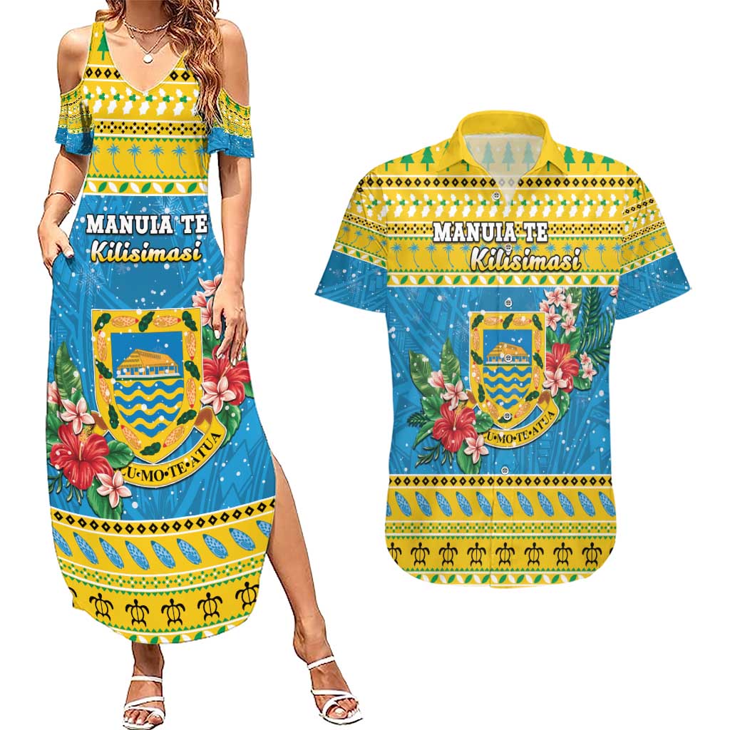 Tuvalu Christmas Couples Matching Summer Maxi Dress and Hawaiian Shirt Coat Of Arms Manuia Te Kilisimasi LT05 Yellow - Polynesian Pride