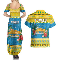 Tuvalu Christmas Couples Matching Summer Maxi Dress and Hawaiian Shirt Coat Of Arms Manuia Te Kilisimasi LT05 - Polynesian Pride