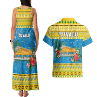 Tuvalu Christmas Couples Matching Tank Maxi Dress and Hawaiian Shirt Coat Of Arms Manuia Te Kilisimasi LT05 - Polynesian Pride