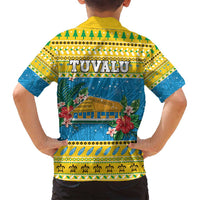 Tuvalu Christmas Family Matching Long Sleeve Bodycon Dress and Hawaiian Shirt Coat Of Arms Manuia Te Kilisimasi LT05 - Polynesian Pride