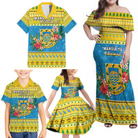 Tuvalu Christmas Family Matching Off Shoulder Maxi Dress and Hawaiian Shirt Coat Of Arms Manuia Te Kilisimasi LT05 - Polynesian Pride