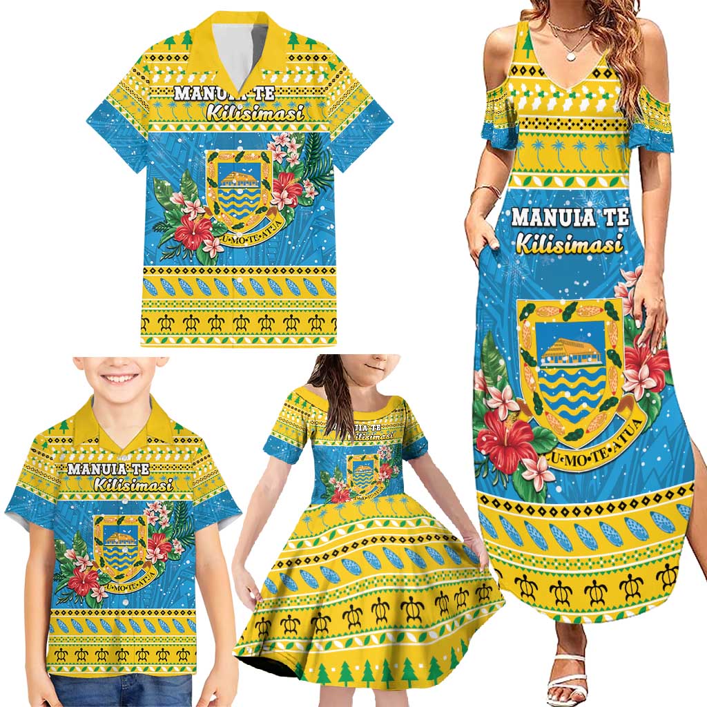 Tuvalu Christmas Family Matching Summer Maxi Dress and Hawaiian Shirt Coat Of Arms Manuia Te Kilisimasi LT05 - Polynesian Pride