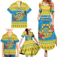 Tuvalu Christmas Family Matching Summer Maxi Dress and Hawaiian Shirt Coat Of Arms Manuia Te Kilisimasi LT05 - Polynesian Pride