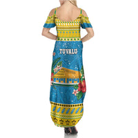 Tuvalu Christmas Family Matching Summer Maxi Dress and Hawaiian Shirt Coat Of Arms Manuia Te Kilisimasi LT05 - Polynesian Pride