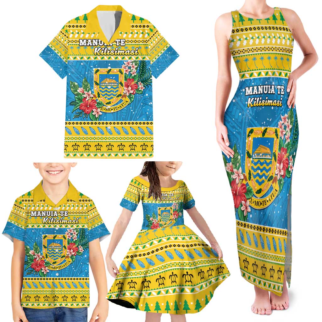 Tuvalu Christmas Family Matching Tank Maxi Dress and Hawaiian Shirt Coat Of Arms Manuia Te Kilisimasi LT05 - Polynesian Pride
