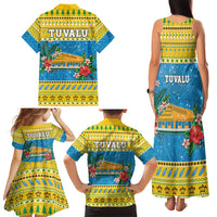 Tuvalu Christmas Family Matching Tank Maxi Dress and Hawaiian Shirt Coat Of Arms Manuia Te Kilisimasi LT05 - Polynesian Pride