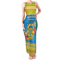 Tuvalu Christmas Family Matching Tank Maxi Dress and Hawaiian Shirt Coat Of Arms Manuia Te Kilisimasi LT05 Mom's Dress Yellow - Polynesian Pride