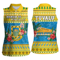 Tuvalu Christmas Women Sleeveless Polo Shirt Coat Of Arms Manuia Te Kilisimasi LT05 - Polynesian Pride