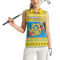 Tuvalu Christmas Women Sleeveless Polo Shirt Coat Of Arms Manuia Te Kilisimasi LT05 - Polynesian Pride