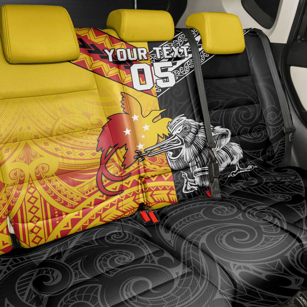 New Zealand And Papua New Guinea Rugby Custom Back Car Seat Cover Maori Kiwi With Bird of Paradise LT05 - Polynesian Pride
