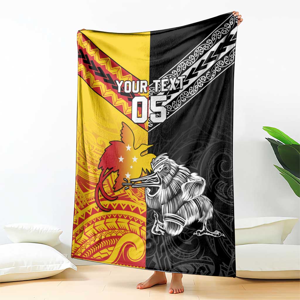New Zealand And Papua New Guinea Rugby Custom Blanket Maori Kiwi With Bird of Paradise LT05 - Polynesian Pride