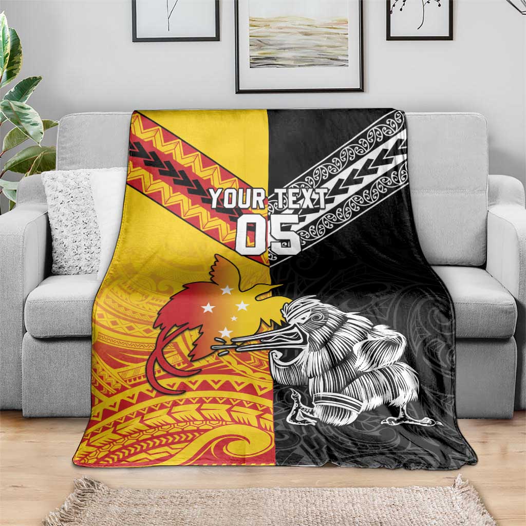 New Zealand And Papua New Guinea Rugby Custom Blanket Maori Kiwi With Bird of Paradise LT05 - Polynesian Pride