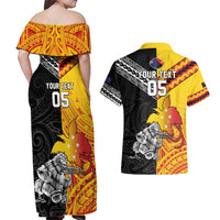 New Zealand And Papua New Guinea Rugby Custom Couples Matching Off Shoulder Maxi Dress and Hawaiian Shirt Maori Kiwi With Bird of Paradise LT05 - Polynesian Pride