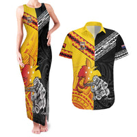 New Zealand And Papua New Guinea Rugby Custom Couples Matching Tank Maxi Dress and Hawaiian Shirt Maori Kiwi With Bird of Paradise LT05 Black - Polynesian Pride