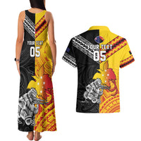 New Zealand And Papua New Guinea Rugby Custom Couples Matching Tank Maxi Dress and Hawaiian Shirt Maori Kiwi With Bird of Paradise LT05 - Polynesian Pride