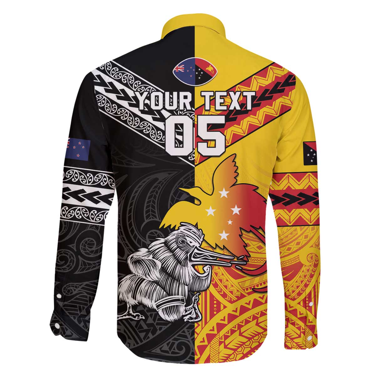 New Zealand And Papua New Guinea Rugby Custom Family Matching Off The Shoulder Long Sleeve Dress and Hawaiian Shirt Maori Kiwi With Bird of Paradise LT05 - Polynesian Pride
