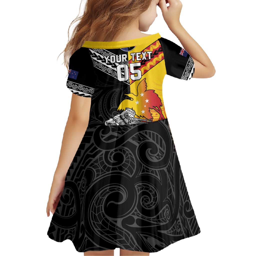 New Zealand And Papua New Guinea Rugby Custom Family Matching Off Shoulder Maxi Dress and Hawaiian Shirt Maori Kiwi With Bird of Paradise LT05 - Polynesian Pride