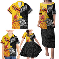 New Zealand And Papua New Guinea Rugby Custom Family Matching Puletasi and Hawaiian Shirt Maori Kiwi With Bird of Paradise LT05 - Polynesian Pride