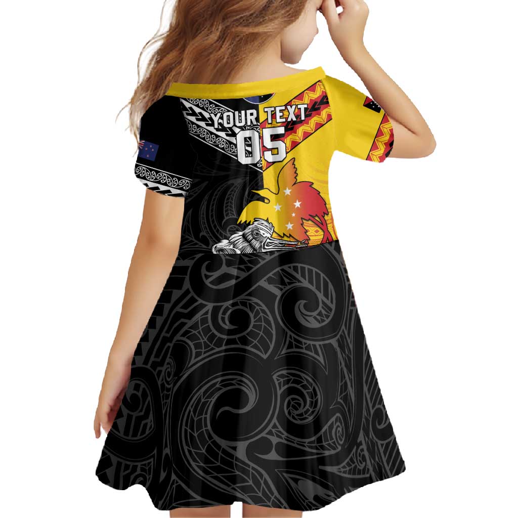 New Zealand And Papua New Guinea Rugby Custom Family Matching Summer Maxi Dress and Hawaiian Shirt Maori Kiwi With Bird of Paradise LT05 - Polynesian Pride