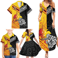 New Zealand And Papua New Guinea Rugby Custom Family Matching Summer Maxi Dress and Hawaiian Shirt Maori Kiwi With Bird of Paradise LT05 - Polynesian Pride