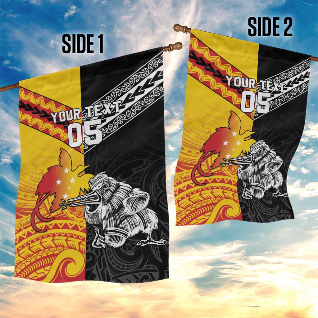 New Zealand And Papua New Guinea Rugby Custom Garden Flag Maori Kiwi With Bird of Paradise LT05 - Polynesian Pride