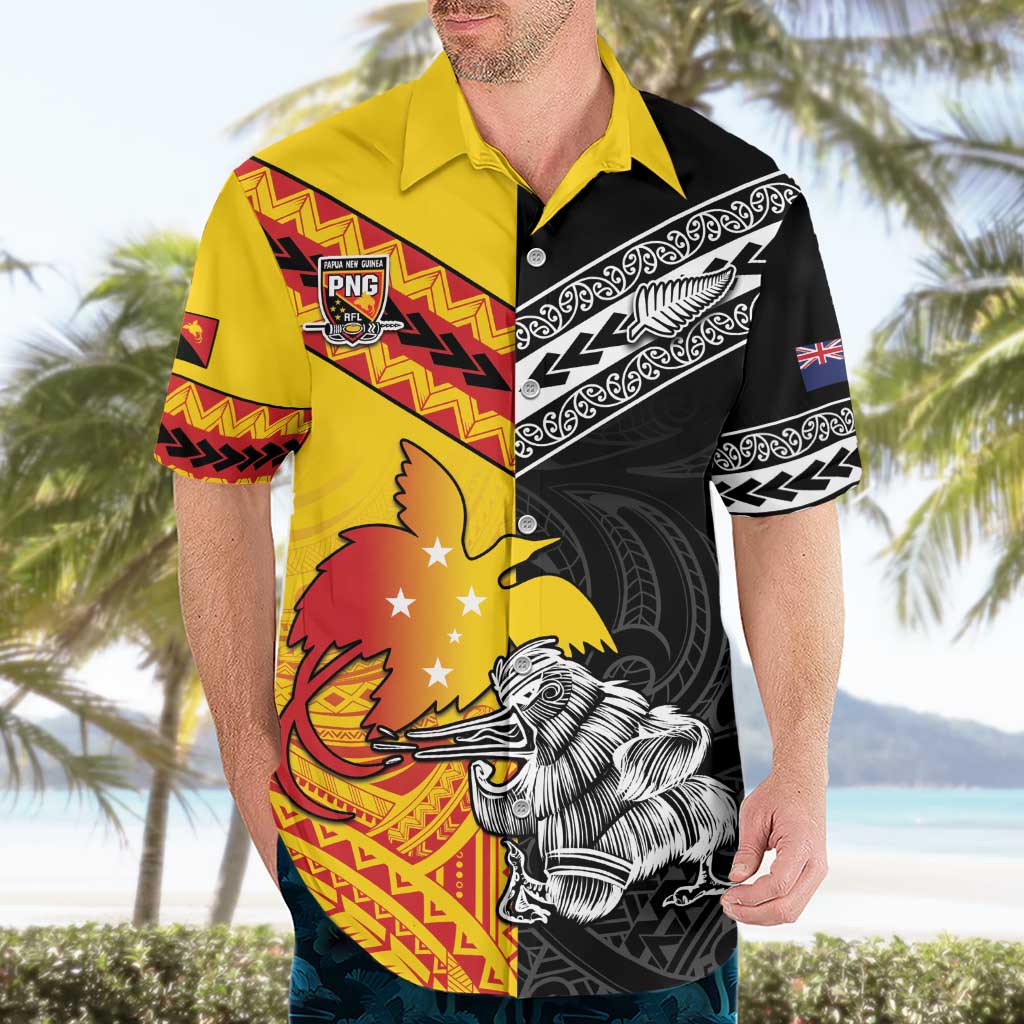 New Zealand And Papua New Guinea Rugby Custom Hawaiian Shirt Maori Kiwi With Bird of Paradise LT05 - Polynesian Pride