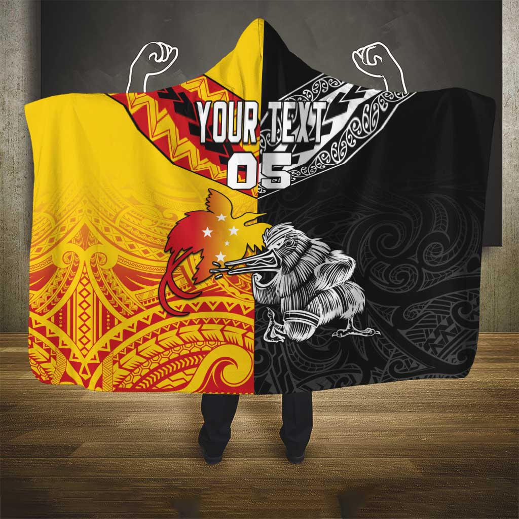 New Zealand And Papua New Guinea Rugby Custom Hooded Blanket Maori Kiwi With Bird of Paradise LT05 - Polynesian Pride