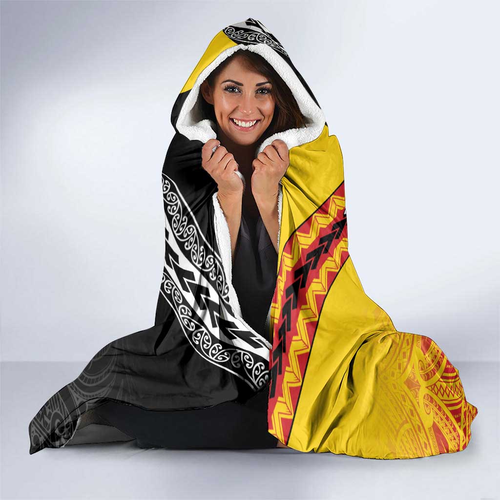 New Zealand And Papua New Guinea Rugby Custom Hooded Blanket Maori Kiwi With Bird of Paradise LT05 - Polynesian Pride
