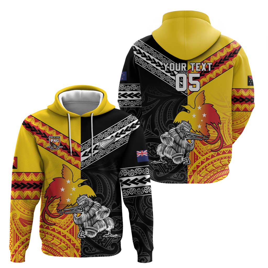 New Zealand And Papua New Guinea Rugby Custom Hoodie Maori Kiwi With Bird of Paradise LT05 - Polynesian Pride