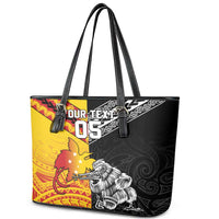 New Zealand And Papua New Guinea Rugby Custom Leather Tote Bag Maori Kiwi With Bird of Paradise LT05 - Polynesian Pride