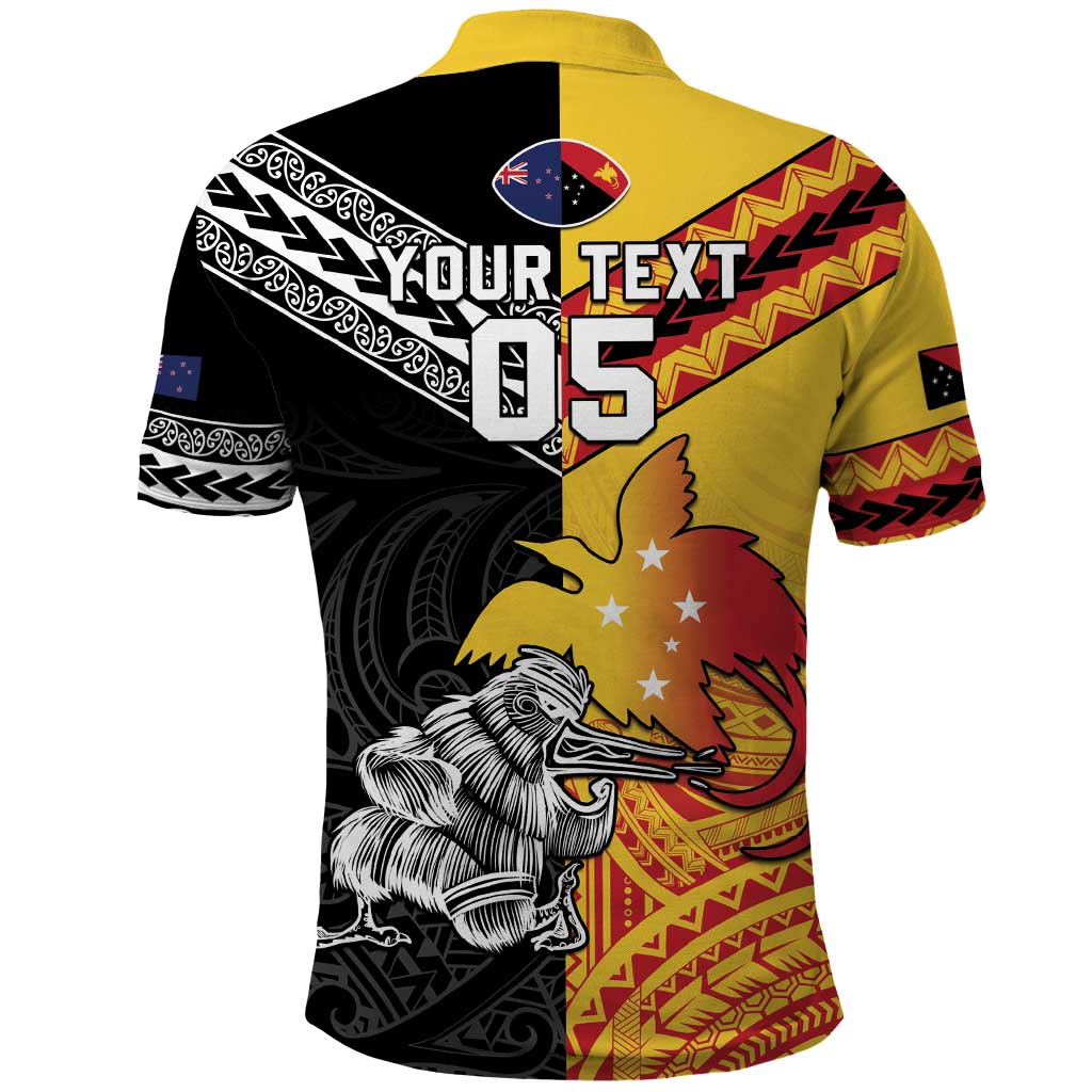 New Zealand And Papua New Guinea Rugby Custom Polo Shirt Maori Kiwi With Bird of Paradise LT05 - Polynesian Pride